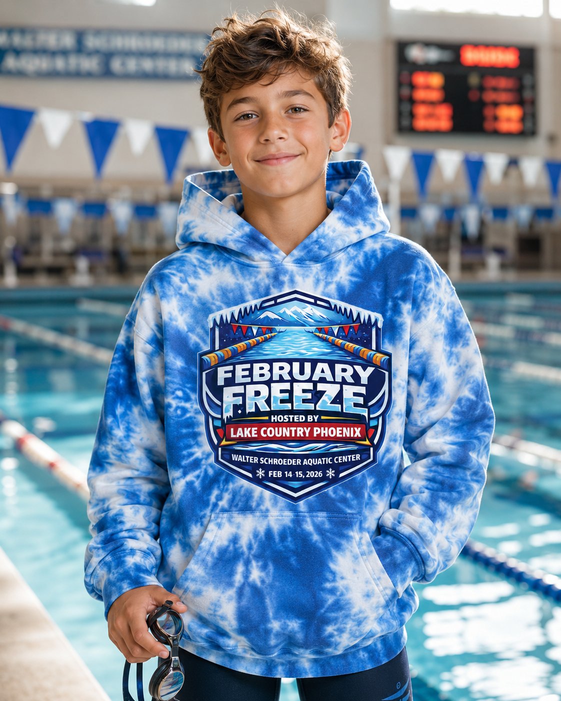February Freeze swim meet hoodie